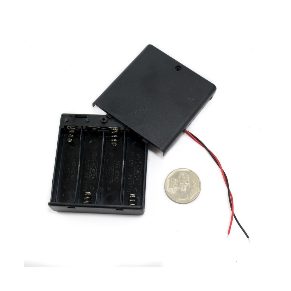 PORTA PILAS PARA 4 AA CON SWITCH Y TAPA