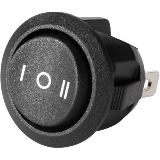 SWITCH BALANCIN KCD1 REDONDO NEGRO ON-OFF-ON 125V 10A 835-166