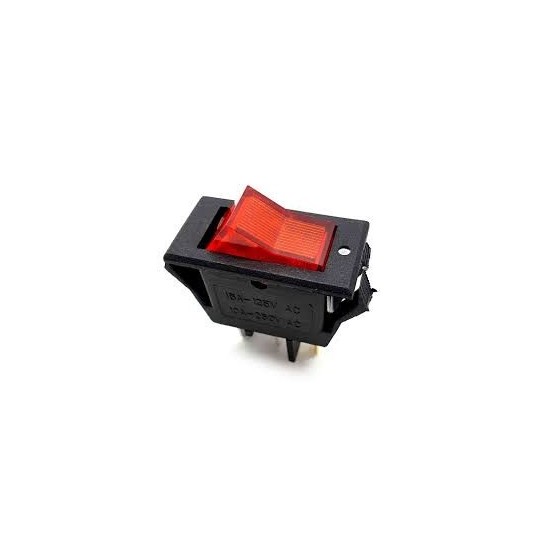 SWITCH BALANCIN KCD3 RECTANGULAR CON PILOTO ROJO ON-OFF 125V 16A 835-070