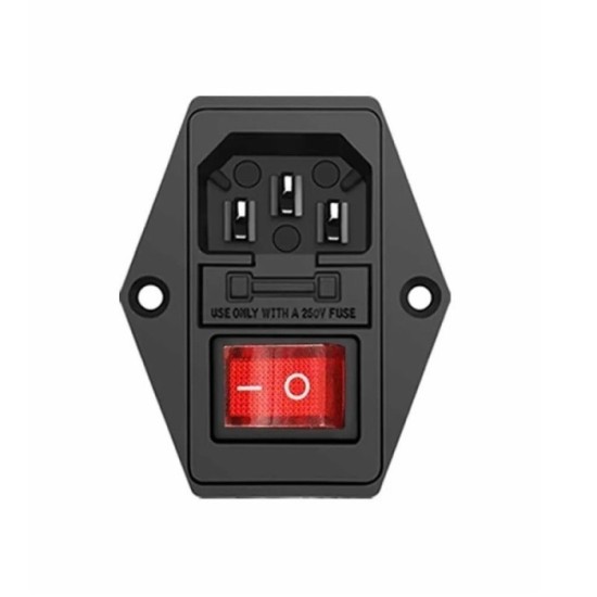 TOMA CORRIENTE MACHO CON SWITCH Y PORTA FUSIBLE