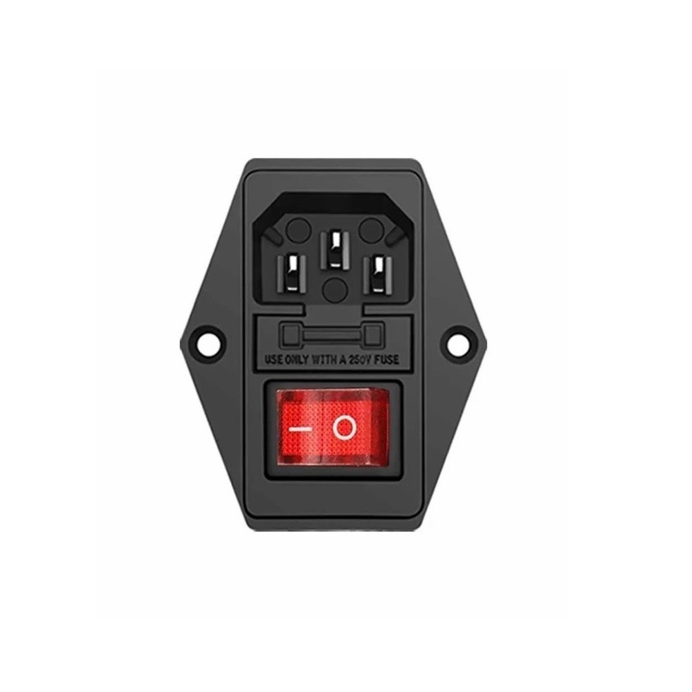 TOMA CORRIENTE MACHO CON SWITCH Y PORTA FUSIBLE