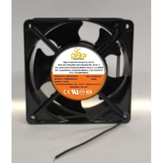 VENTILADOR PIGRA 80X80X38MM 110V
