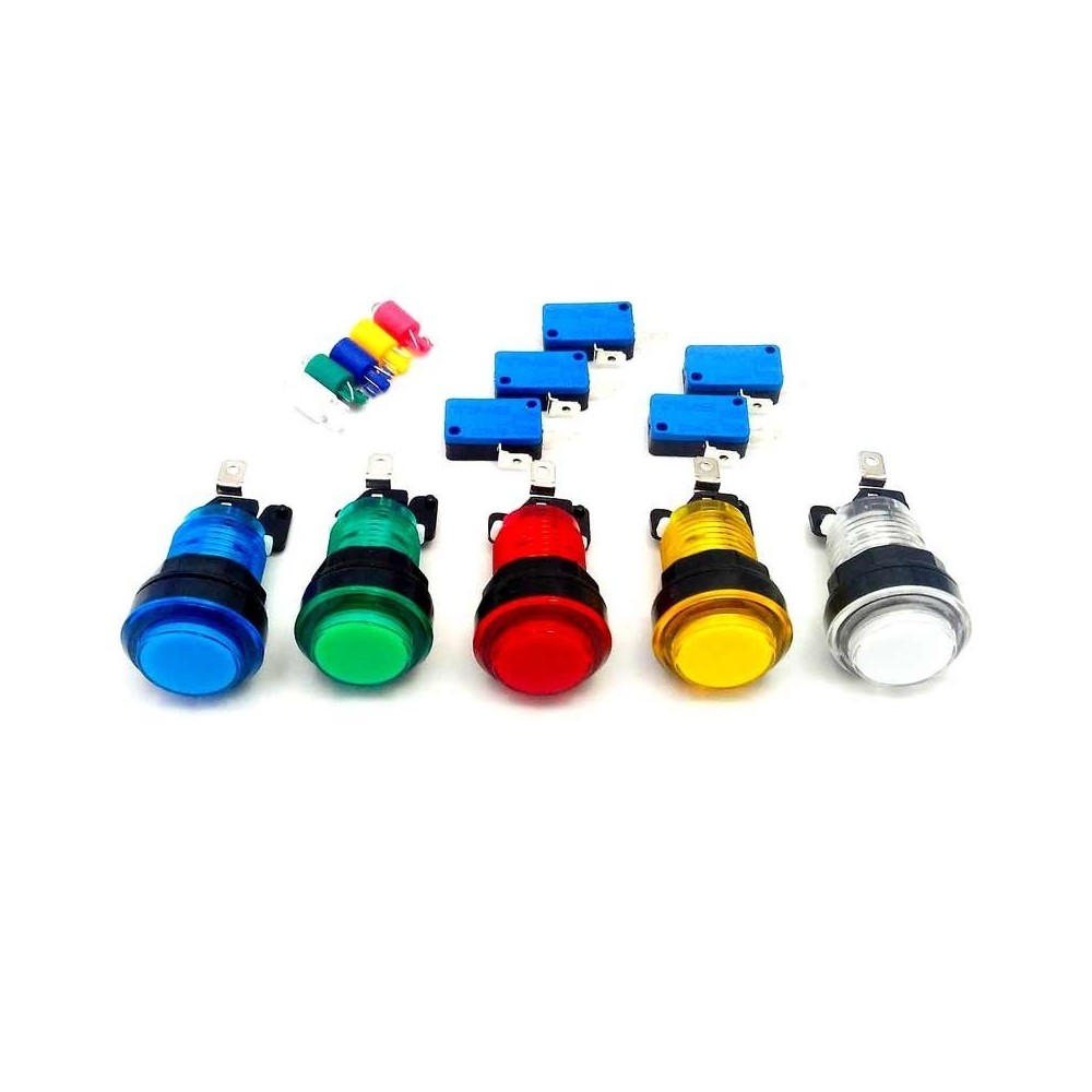 BOTÓN PARA MAQUINITA CON MICROSWITCH Y LUZ LED