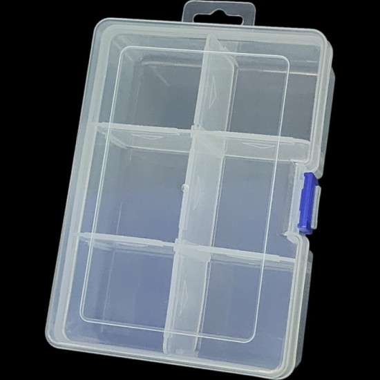 CAJA ORGANIZADORA TRANSPARENTE CON 6 COMPARTIMIENTOS 158x113x57 mm