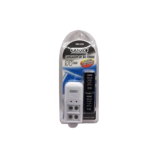 CARGADOR DE BATERIAS DE 9V C/2 BATERIAS