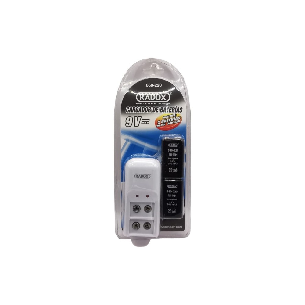 CARGADOR DE BATERIAS DE 9V C/2 BATERIAS