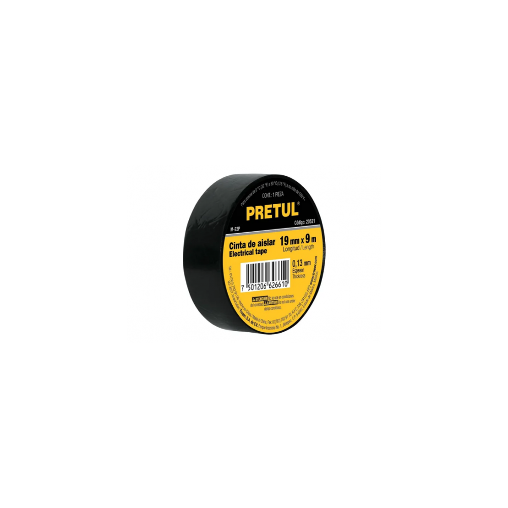 CINTA DE AISLAR NEGRA 19m x 9m PRETUL