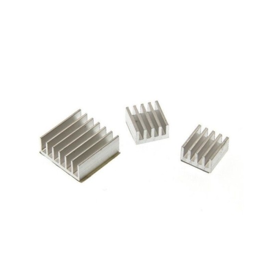 JUEGO DE 3 DISIPADORES DE ALUMINIO GRIS PARA RASPBERRY PI 2B, 3B, 3B+
