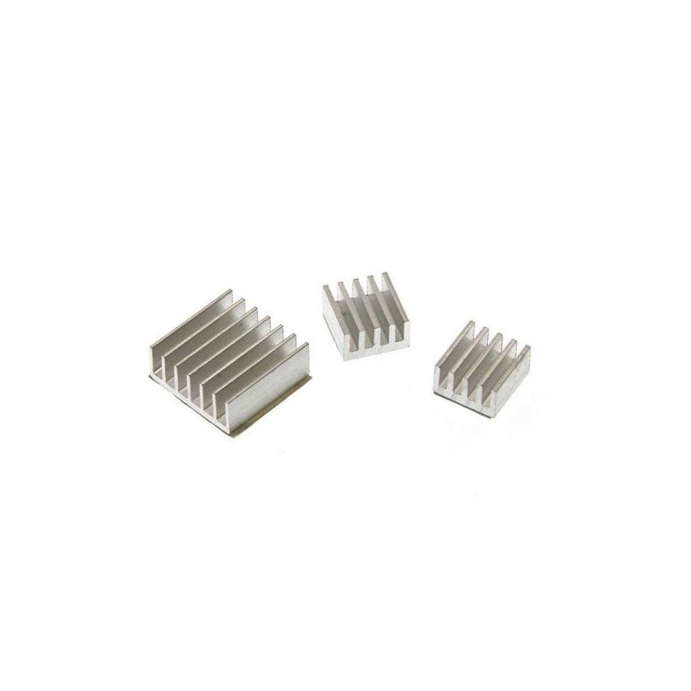 JUEGO DE 3 DISIPADORES DE ALUMINIO GRIS PARA RASPBERRY PI 2B, 3B, 3B+
