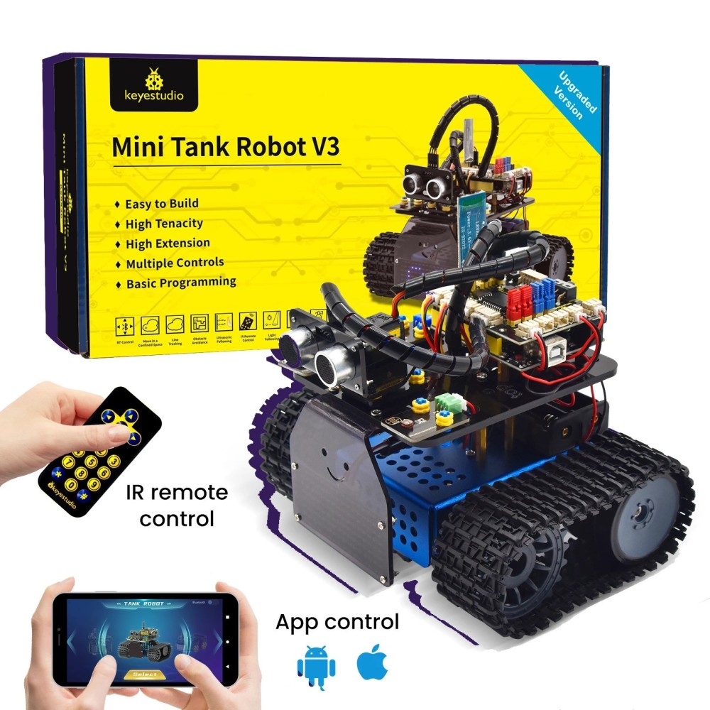 KIT MINI TANQUE ROBOT EVASOR / CONTROL REMOTO / SEGUIDOR DE LINEA/LUZ