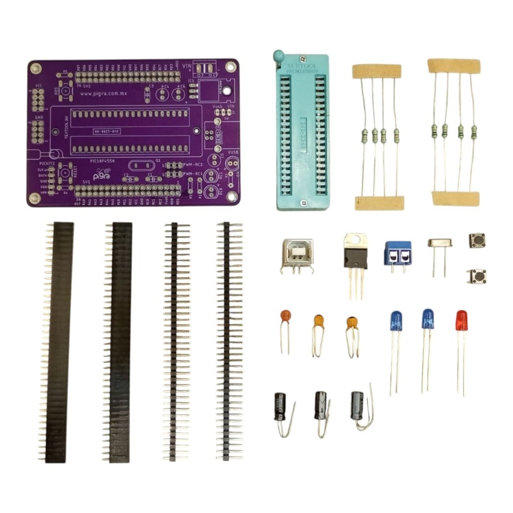 KIT PCB TARJETA ENTRENADORA PIC 18F4550