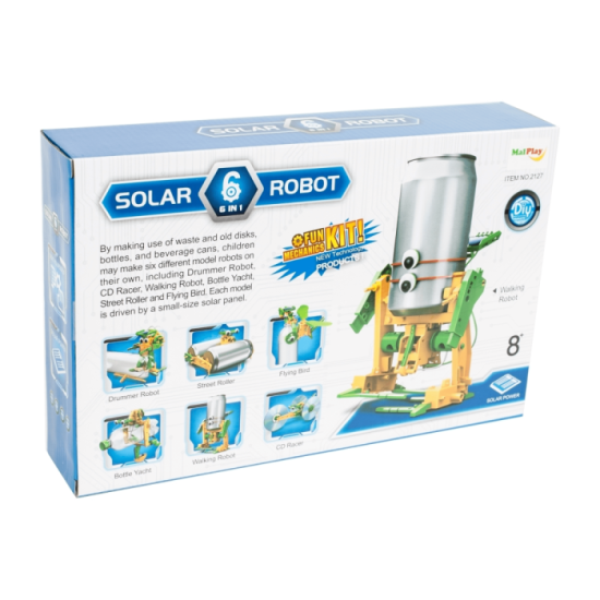 Kit robot solar 6 en 1 con productos reciclables
