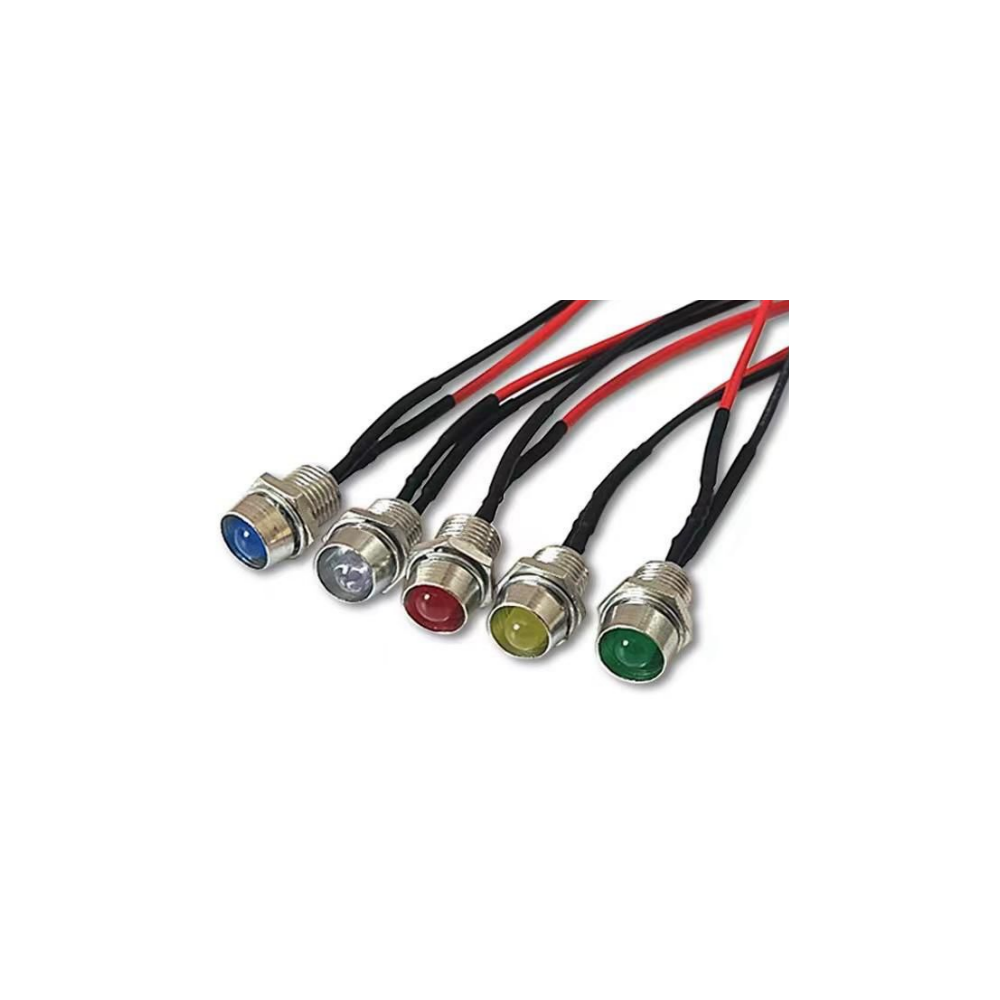 LED 2 CABLES 8MM RED METAL