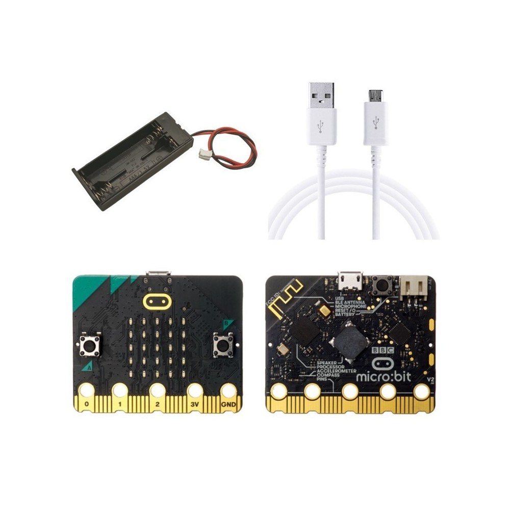 MICRO BIT V2 TARJETA BLUETOOTH USB CON LEDS CON CABLE Y PORTAPILA