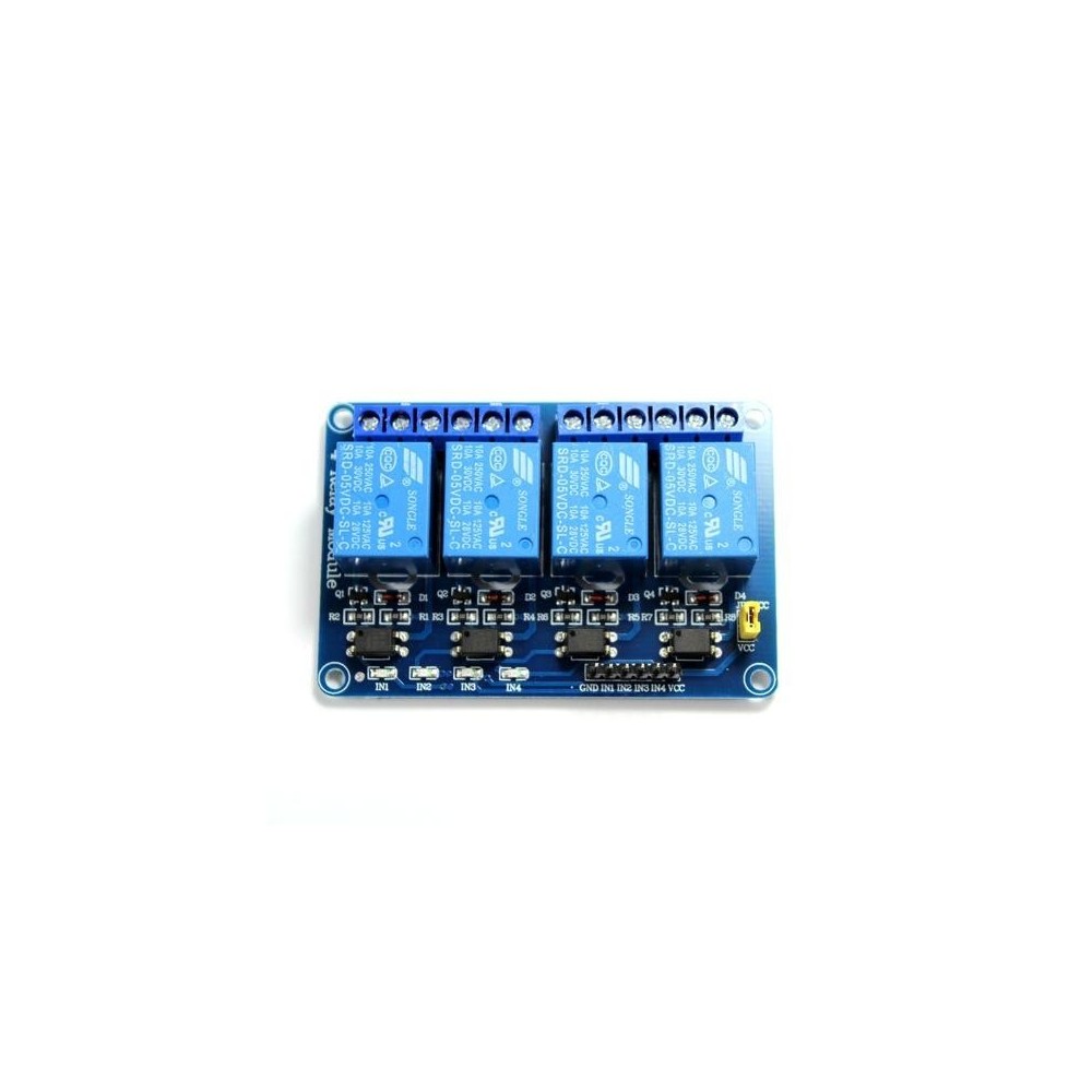 MODULO 4 RELEVADORES CON OPTOACOPLADOR 5V